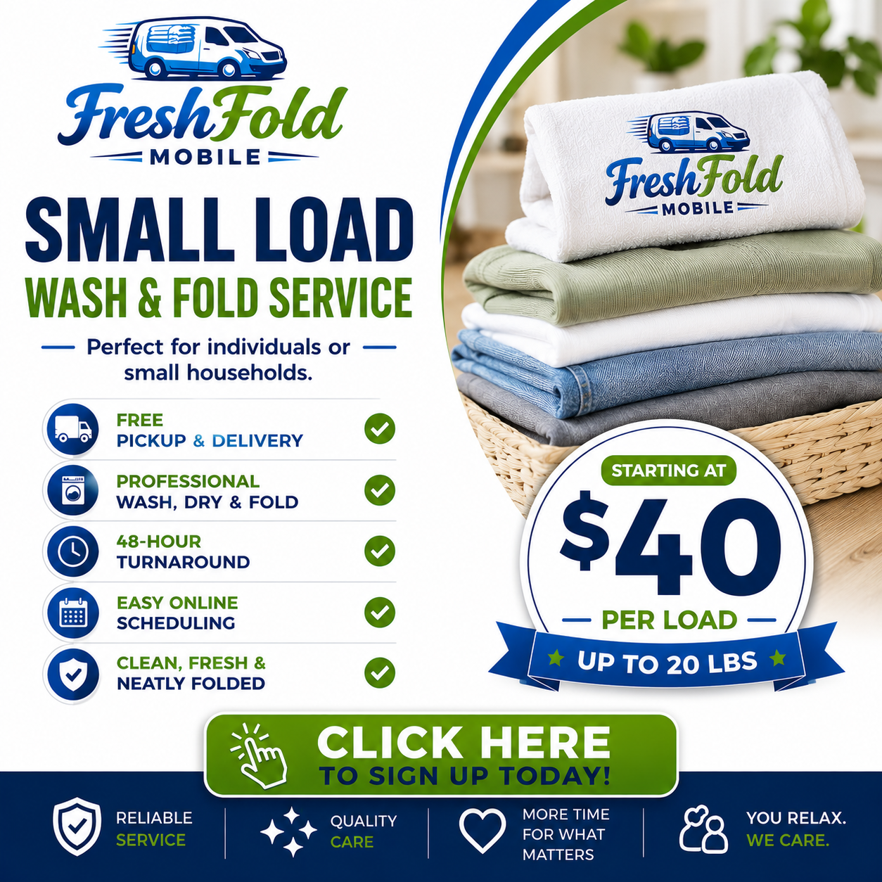Small Load Wash & Fold Laundry Service