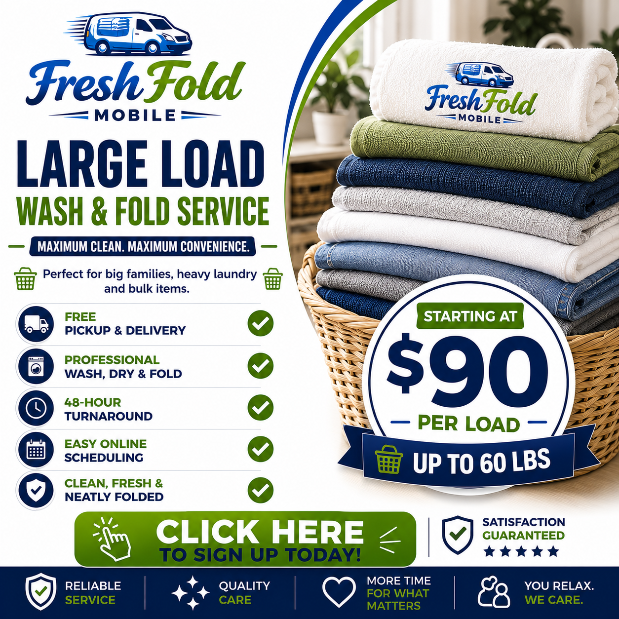 Large Load Wash & Fold Laundry Service