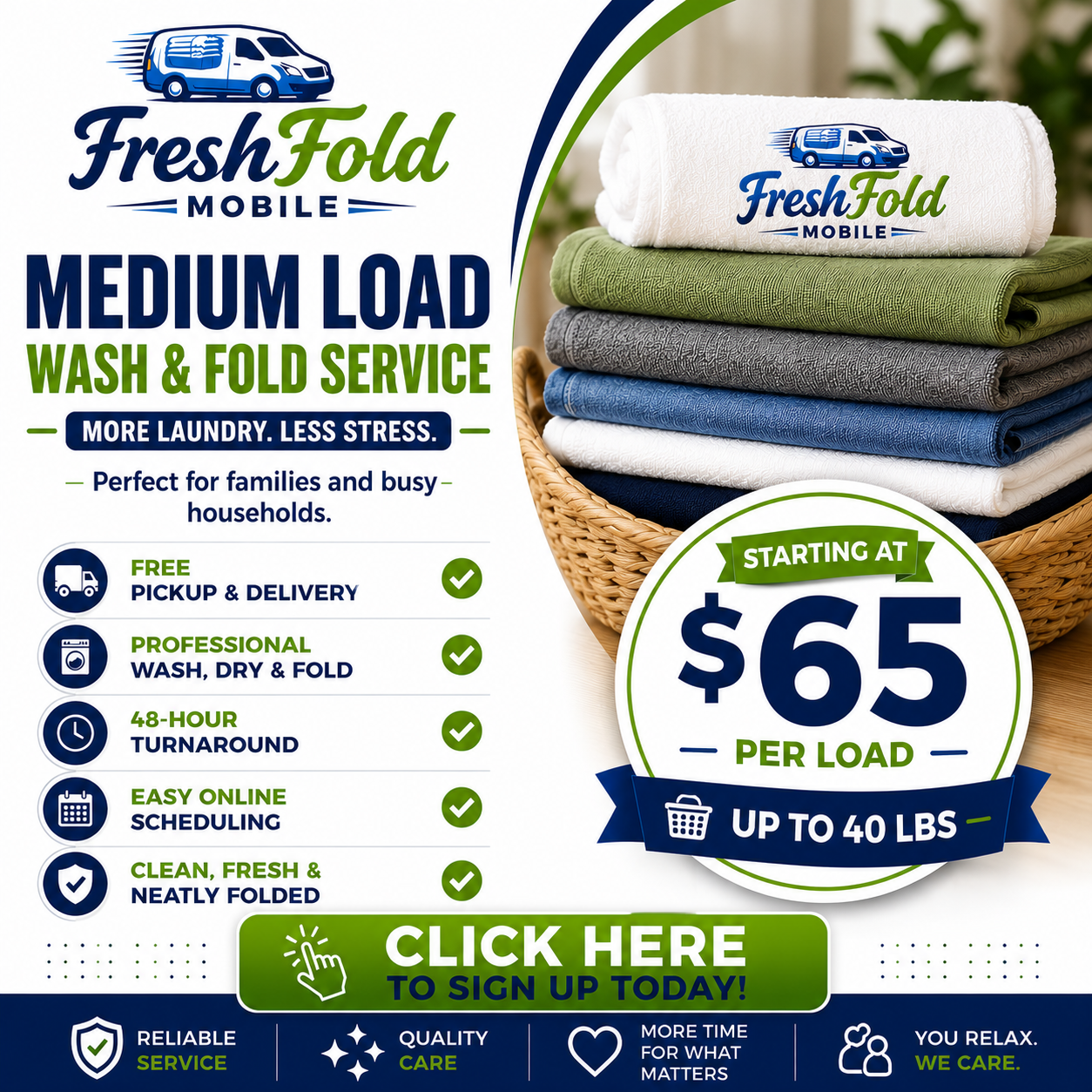 Medium Load Wash & Fold Laundry Service